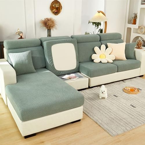 TOPCHANCES Sofa Sitzkissenbezüge - Soft Stretch Sofa Cover Sofa Kissenbezüge, Sofa Sitzbezüge Couchbezüge L Form, Couch Kissenbezüge Sofa Slipcover (Grün Weben) von TOPCHANCES