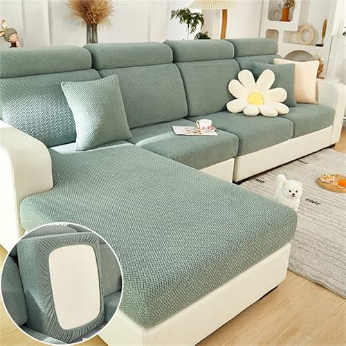 TOPCHANCES Sofa Sitzkissenbezüge - Soft Stretch Sofa Cover Sofa Kissenbezüge, Sofa Sitzbezüge Couchbezüge L Form, Couch Kissenbezüge Sofa Slipcover (Grün Weben) von TOPCHANCES