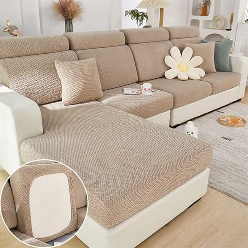 TOPCHANCES Sofa Sitzkissenbezüge - Soft Stretch Sofa Cover Sofa Kissenbezüge, Sofa Sitzbezüge Couchbezüge L Form, Couch Kissenbezüge Sofa Slipcover (Heller Kaffee Weben) von TOPCHANCES