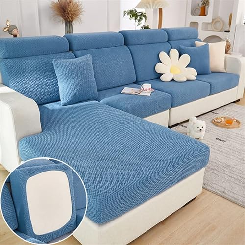 TOPCHANCES Sofa Sitzkissenbezüge - Soft Stretch Sofa Cover Sofa Kissenbezüge, Sofa Sitzbezüge Couchbezüge L Form, Couch Kissenbezüge Sofa Slipcover (Blau Weben) von TOPCHANCES