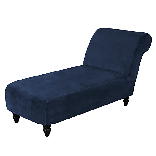 TOPCHANCES Samt Chaiselongue Schonbezüge, Liegesessel Stuhlbezug, Relaxliege Deluxe Stuhlbezüge, Schonbezug Stretch rutschfest (Dunkelblau) von TOPCHANCES