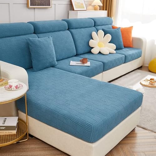 TOPCHANCES Sofa Sitzkissenbezüge - Universal Stretch Sofa Schonbezüge Couch Sitzbezug L-Form, Weich Sofasitzbezug Couch Chaiselüberzüge, Sofa Kissenschutz Bezüge (Blauer Keks) von TOPCHANCES