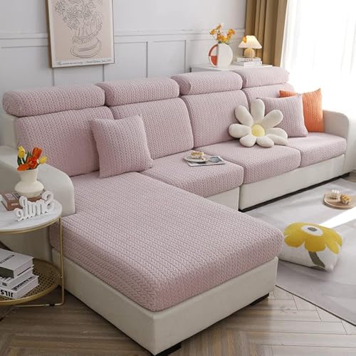 TOPCHANCES Sofa Sitzkissenbezüge - Universal Stretch Sofa Schonbezüge Couch Sitzbezug L-Form, Weich Sofasitzbezug Couch Chaiselüberzüge, Sofa Kissenschutz Bezüge (Rosa Weizen) von TOPCHANCES