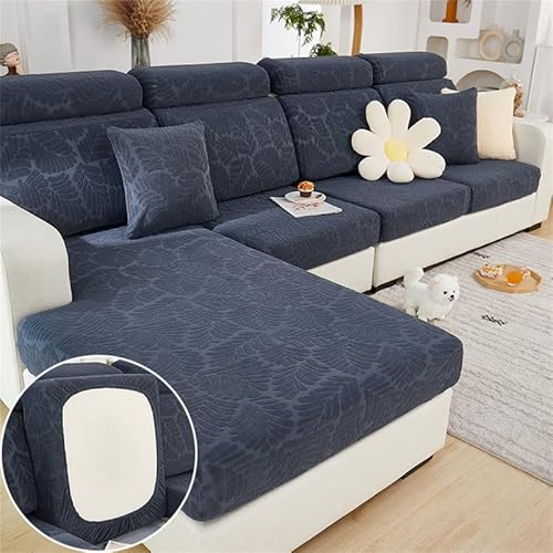 TOPCHANCES Sofa Sitzkissenbezüge - Soft Stretch Sofa Cover Sofa Kissenbezüge, Sofa Sitzbezüge Couchbezüge L Form, Couch Kissenbezüge Sofa Slipcover (Dunkle Marine Blätter) von TOPCHANCES