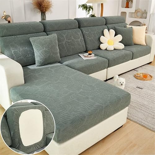 TOPCHANCES Sofa Sitzkissenbezüge - Soft Stretch Sofa Cover Sofa Kissenbezüge, Sofa Sitzbezüge Couchbezüge L Form, Couch Kissenbezüge Sofa Slipcover (Grün Blätter) von TOPCHANCES