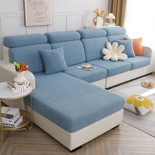 TOPCHANCES Sofa Sitzkissenbezüge - Universal Stretch Sofa Schonbezüge Couch Sitzbezug L-Form, Weich Sofasitzbezug Couch Chaiselüberzüge, Sofa Kissenschutz Bezüge (Meerblauer Weizen) von TOPCHANCES