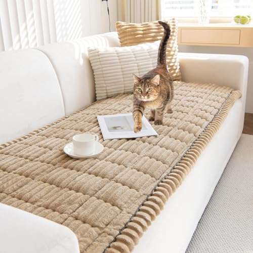 TOPCHANCES Sofa Überzug,2024 Neue Verdickter Cordstoff Universelle rutschfeste Sofabezug 2/3/4 Sitzer Für L Form Eckcouch Waschbar Sofabezug Hund Katze Kratzschut(Cord Braun,70×90cm 1 Stück) von TOPCHANCES