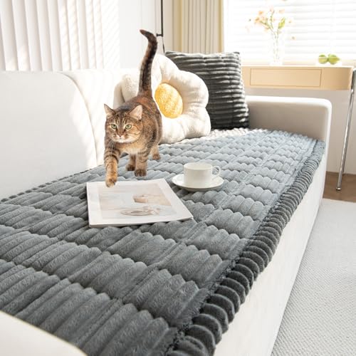 TOPCHANCES Sofa Überzug,2024 Neue Verdickter Cordstoff Universelle rutschfeste Sofabezug 2/3/4 Sitzer Für L Form Eckcouch Waschbar Sofabezug Hund Katze Kratzschut(Cord Dunkelgrau,70×210cm 1 Stück) von TOPCHANCES
