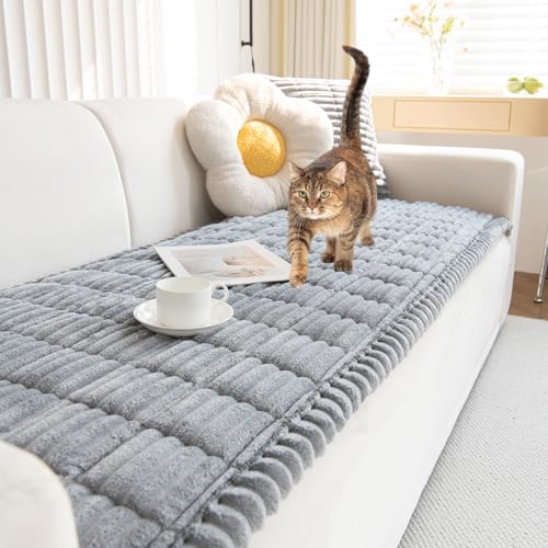 TOPCHANCES Sofa Überzug,2024 Neue Verdickter Cordstoff Universelle rutschfeste Sofabezug 2/3/4 Sitzer Für L Form Eckcouch Waschbar Sofabezug Hund Katze Kratzschut(Cord Hellgrau,70×70cm 1 Stück) von TOPCHANCES