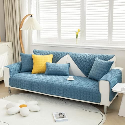 TOPCHANCES Weiche Kord Sofa Kissenbezüge - Neue rutschfeste Sofaabdeckungen 1 2 3 Sitzer Couchabdeckungen, Kord Ecke Sofa Kissen Abdeckung L Form Möbelschutz für Wohnzimmer (Blau 90x120cm) von TOPCHANCES