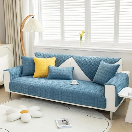 TOPCHANCES Weiche Kord Sofa Kissenbezüge - Neue rutschfeste Sofaabdeckungen 1 2 3 Sitzer Couchabdeckungen, Kord Ecke Sofa Kissen Abdeckung L Form Möbelschutz für Wohnzimmer (Blau 90x180cm) von TOPCHANCES