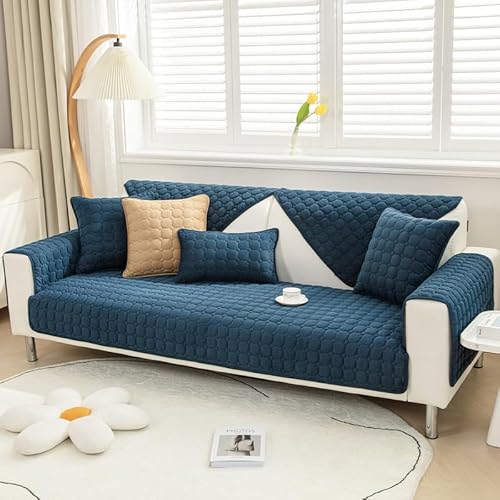 Weiche Kord Sofa Kissenbezüge - Neue rutschfeste Sofaabdeckungen 1 2 3 Sitzer Couchabdeckungen, Kord Ecke Sofa Kissen Abdeckung L Form Möbelschutz für Wohnzimmer (Dunkelblau 70x150cm) von TOPCHANCES