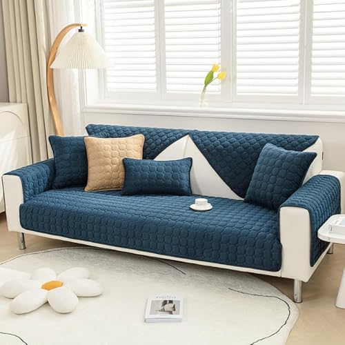 TOPCHANCES Weiche Kord Sofa Kissenbezüge - Neue rutschfeste Sofaabdeckungen 1 2 3 Sitzer Couchabdeckungen, Kord Ecke Sofa Kissen Abdeckung L Form Möbelschutz für Wohnzimmer (Dunkelblau 70x150cm) von TOPCHANCES