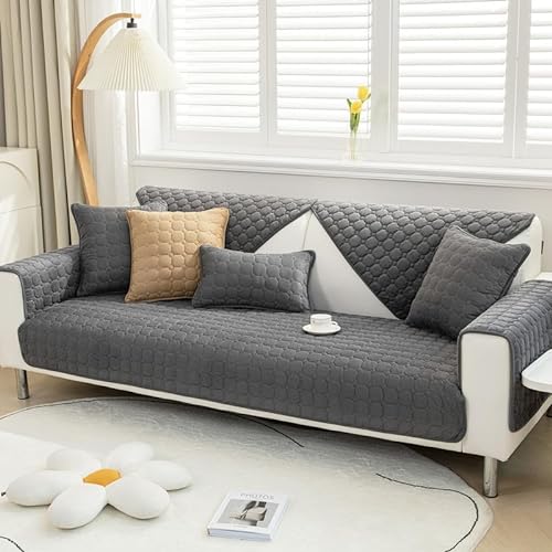 TOPCHANCES Weiche Kord Sofa Kissenbezüge - Neue rutschfeste Sofaabdeckungen 1 2 3 Sitzer Couchabdeckungen, Kord Ecke Sofa Kissen Abdeckung L Form Möbelschutz für Wohnzimmer (Dunkelgrau 90x120cm) von TOPCHANCES