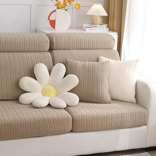 Topchances 1 x Sofakissenbezug – einfarbige, weiche Stretch-Überwurf-Kissenbezüge, 45 x 45 cm, quadratischer Kissenbezug für Couch, Sofa, Heimdekoration, Farbe: „Light Coffee Wheat“ von TOPCHANCES