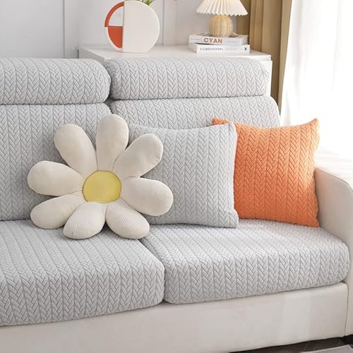 Topchances 1 x Sofakissenbezug – solide, weiche Stretch-Überwurf-Kissenbezüge, 45 x 45 cm, quadratischer Kissenbezug für Couch, Sofa, Heimdekoration, Farbe „Light Grey Wheat“ von TOPCHANCES