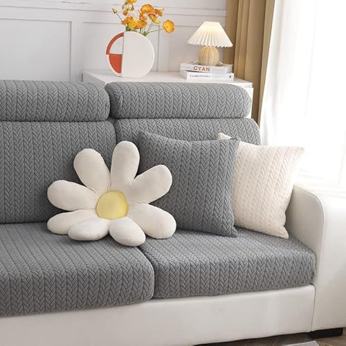 Topchances 1 x Sofakissenbezug – einfarbige, weiche Stretch-Überwurf-Kissenbezüge, 45 x 45 cm, quadratischer Kissenbezug für Couch, Sofa, Heimdekoration, Farbe „Grey Wheat“ von TOPCHANCES