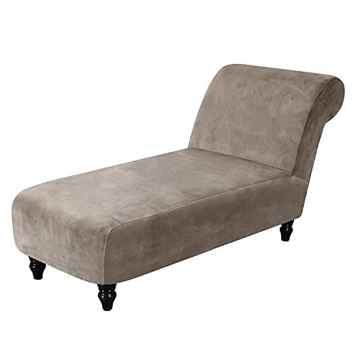 Topchances Samt-Chaiselongue-Bezug, Stretch, luxuriös, armlos, Chaiselongue, Schonbezug für Haustiermöbel, Liegestuhl, Sofa, Schonbezüge für Wohnzimmer, Schlafzimmer, Lounge (GrauA) von TOPCHANCES