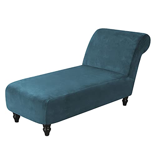 TOPCHANCES Samt Chaiselongue Schonbezüge, Liegesessel Stuhlbezug, Relaxliege Deluxe Stuhlbezüge, Schonbezug Stretch rutschfest (Navy Blau) von TOPCHANCES