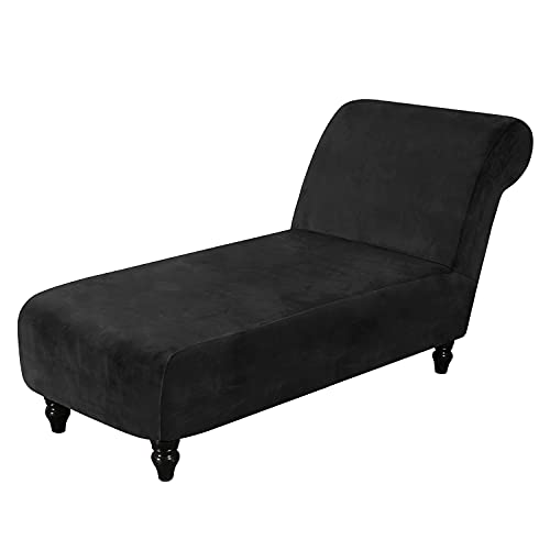 TOPCHANCES Samt Chaiselongue Schonbezüge, Liegesessel Stuhlbezug, Relaxliege Deluxe Stuhlbezüge, Schonbezug Stretch rutschfest (Schwarz) von TOPCHANCES