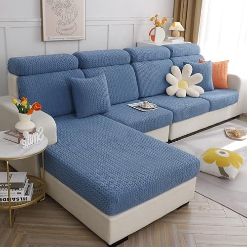 TOPCHANCES Sofa Sitzkissenbezüge - Universal Stretch Sofa Schonbezüge Couch Sitzbezug L-Form, Weich Sofasitzbezug Couch Chaiselüberzüge, Sofa Kissenschutz Bezüge (Blauer Weizen) von TOPCHANCES