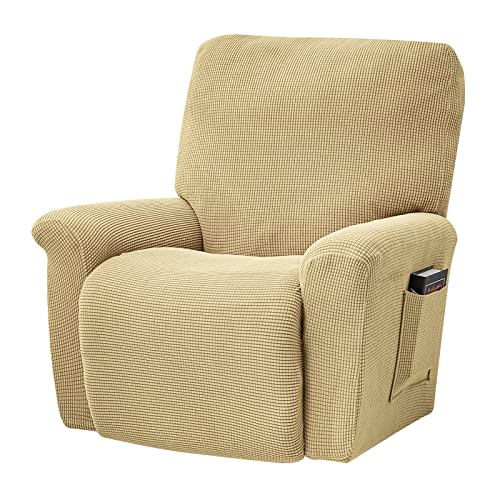 Topchances Stretch Recliner Cover, Liegestuhlhusse, Couchbezug, rutschfest, Sofa-Schonbezug, Möbelschutz mit elastischer Seitentasche unten (Champagner), Champagnerfarben, Einheitsgröße, TYT01 von TOPCHANCES