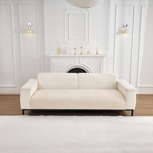 Weiche Chenille Sofabezug - Das neue Four Seasons Sofa überzug Universal Antirutsch Couch überzug 1 2 3 4 Sitzer, Sofa Sitzkissenbezug Sofaüberwürfe L Form Möbelschutz für Wohnzimmer (Beige Weiß) von TOPCHANCES