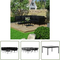 The Living Store 6-tlg. Garten-Lounge-Set mit Auflagen Schwarz pvc - Gartensofa - Loungemöbel - Gartenmöbel Set - Außenbereich - Balkonmöbel von TOPDEAL