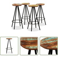 The Living Store Barhocker 4 Stk. Massives Altholz - Industriel Style - Barhocker - Massiver Holzhöcker - Vintage Stuhl - Recycling Möbel von TOPDEAL
