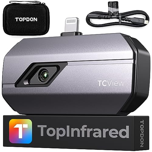 TOPDON TC002 Wärmebildkamera für iOS mit IR-Auflösung von 256 x 192px, Temperaturbereich von –20 °C bis +550 °C, speziell für iPhone & iPad gebaut(Mit Typ-C-Kabel, Geeignet für die iPhone 15-Serie) von TOPDON