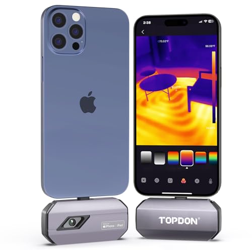 TOPDON TC002C-A Wärmebildkamera für iPhone 15/16 Serie und iPads, 512 x 384 TISR IR-Auflösung, –20 °C bis +550 °C Temperaturbereich, 25Hz, Infrarot kamera mit Typ-C-Anschluss für undicht, Hauswartung von TOPDON