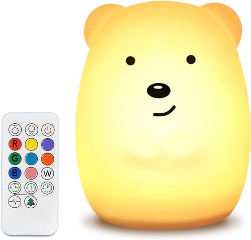 LED Nachtlicht Kinder 9 Farben Fernbedienung Nachtlampe Baby Nachtleuchte aus Silikon mit Touch tragbar für Deko Geschenk Geeignet für Schlafzimmer, Valentinstag, Weihnachten, Wohnzimmer, Kinderzimmer LED Nachtlicht Kinder 9 Farben Fernbedienung Nachtlampe Baby Nachtleuchte aus Silikon mit Touch tragbar für Deko Geschenk Geeignet für Schlafzimmer, Valentinstag, Weihnachten, Wohnzimmer, Kinderzimmer von NAHKZNY