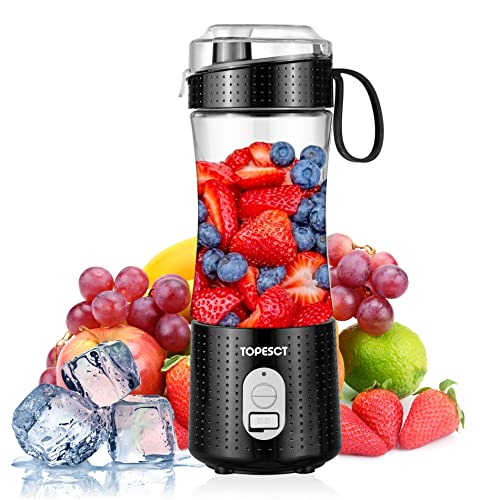 TopEsct Tragbarer Mixer, Smoothie Maker to go– Mobiler Standmixer/Elektrischer Mini Saftmixer Sechs Klingenin 3D-Anordnung für hervorragendes Mixen,13oz USB Wiederaufladbarer Juicer (Schwarz) von TopEsct