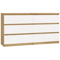 Topeshop - aster – Breite Kommode für Schlafzimmer, Wohnzimmer oder Büro – 6 Schubladen – 138x40x75 cm – Handwerks und Weiß von TOPESHOP