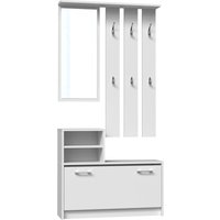 CDF Garderobe Farbe: Weiß Großer Spiegel Kleiderbügel Geräumiger Schuhschrank Ideal für Diele, Flur Praktische Ablagen Modernes Design CDF Garderobe Farbe: Weiß Großer Spiegel Kleiderbügel Geräumiger Schuhschrank Ideal für Diele, Flur Praktische Ablagen Modernes Design von TOPESHOP
