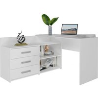 CDF Schreibtisch Dany Farbe: Mattweiß Ideal für Büro, Arbeitszimmer, Kinder- und Jugendzimmer Funktionaler Schreibtisch für Computer, Laptop Einfache von TOPESHOP