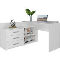 CDF Schreibtisch Dany Farbe: Mattweiß Ideal für Büro, Arbeitszimmer, Kinder- und Jugendzimmer Funktionaler Schreibtisch für Computer, Laptop Einfache von HUCOCO