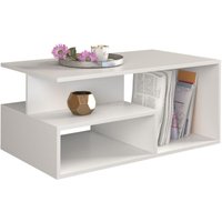 Hucoco - cdf Couchtisch Prima Farbe: Weiß Moderne Bank für ein Wohnzimmer, Zimmer, Büro Form: rechteckig Regal für Kleinigkeiten, Zeitungen, Magazine von HUCOCO