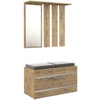 Cdf Garderobe Opal Farbe: Eiche Artisan Großer Spiegel Kleiderbügel Geräumiger Schuhschrank Ideal für Diele, Flur Praktische Ablagen Modernes Design von HUCOCO