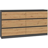 Topeshop - cdf Kommode Malwa M6 140 Farbe: Anthrazit - Eiche Artisan Schrank für Dokumente, Kleinigkeiten Ideal für Wohnzimmer, Schlafzimmer, von TOPESHOP