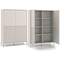 Kamaro – Moderner Schrank mit 8 Regalen und 4 Türen – 147,5x103,5x40 cm – Aufbewahrungsmöbel – Beige Cachemire von TOPESHOP