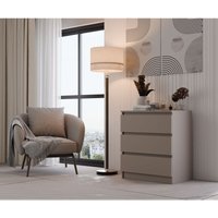 Kommode Schrank 3 Schubladen Malwa M3 Lehmgrau für Zuhause fürs Büro von TOPESHOP