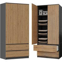 Malwa SS-90 anthrazit artisan Kleiderschrank von TOPESHOP
