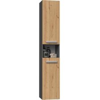 Topeshop - Badezimmerschrank Regal Säulenkorb Nel iii Anthrazit Eiche Artisan von TOPESHOP
