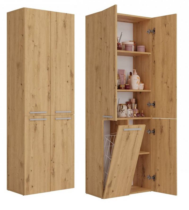 TOPESHOP Badkommode Badezimmerschrank NEL Duo H174 cm x B60 cm x T30 cm, Platzsparendes Multitalent von TOPESHOP