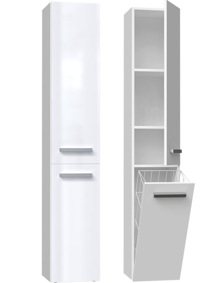 TOPESHOP Badkommode Badezimmerschrank NEL IV – Stilvolle Ordnung für Ihr Bad, Tiefe: 30 cm Breite: 31 cm Höhe: 174 cm von TOPESHOP