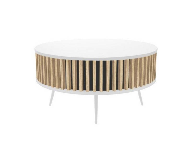 TOPESHOP Couchtisch Moderner Runder Couchtisch Eleganter Eiche-Look, Robust & Trendig von TOPESHOP