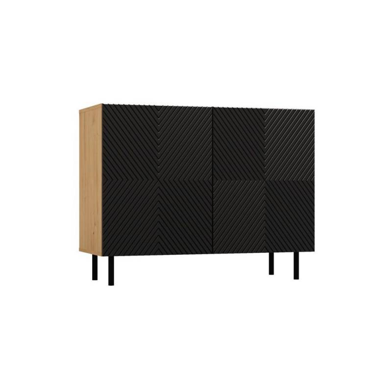 TOPESHOP Kommode Sideboard mit TIP-ON & geriffelten Fronten für modernes Wohnzimmer von TOPESHOP