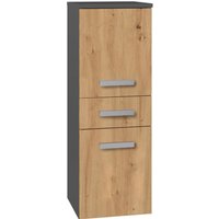 Cdf Bad-Hochschrank nel v dds Farbe: Anthrazit – Eiche Artisan Modernes Badregal Stauraumschrank Geräumige Einlegeböden Türen Einfache Montage von HUCOCO