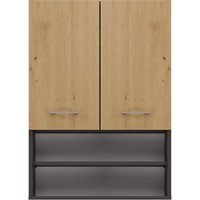 Cdf Waschmaschinenschrank Pola Mini dk Farbe: Anthrazit - Eiche Artisan Moderner Schrank über der Waschmaschine Ablagefläche Geräumige Einlegeböden von HUCOCO